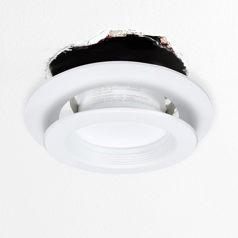 Maxxima 12 Pack 4 in. Goof Rings for Recessed Lights, Can or Canless Lighting Round Downlight Trim Ring, Outer Diameter 6.7” Inner Diameter 4.25”, Durable Plastic Design, White Extended Trim - Image 5